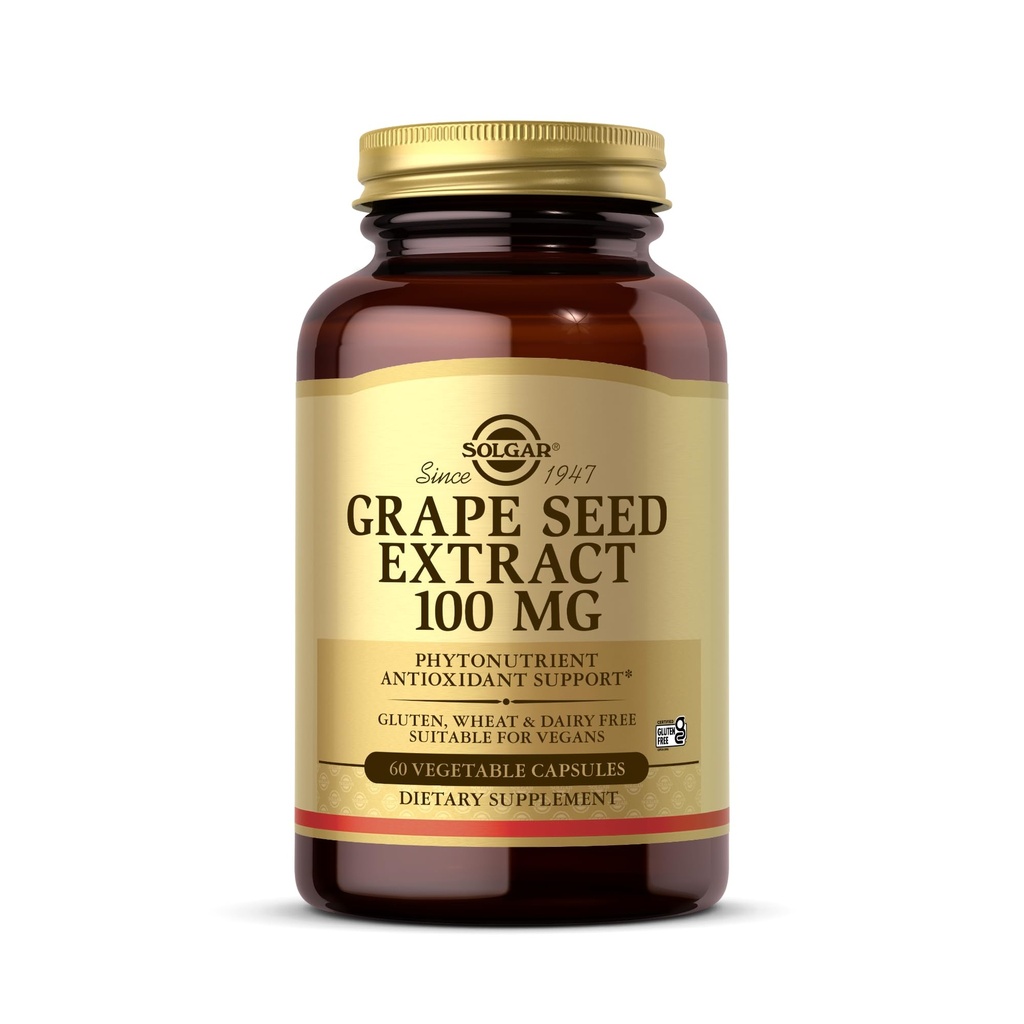 Solgar Grape Tohum 100 mg, 60 Sebze Kapsülleri - Phytonutrient Antioksi Desteği - Vegan, Gluten Free, Dairy Free - 60 Hizmetler