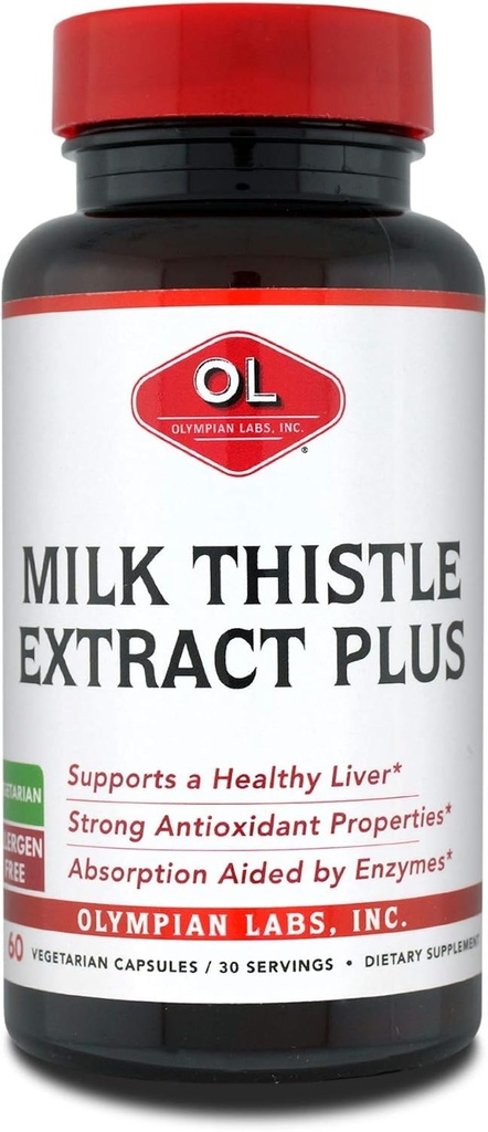 Olympian Labs Süt Butle Extract Plus Enzymes, Antioksis, Liver Health, 60 Vegetarian Caps