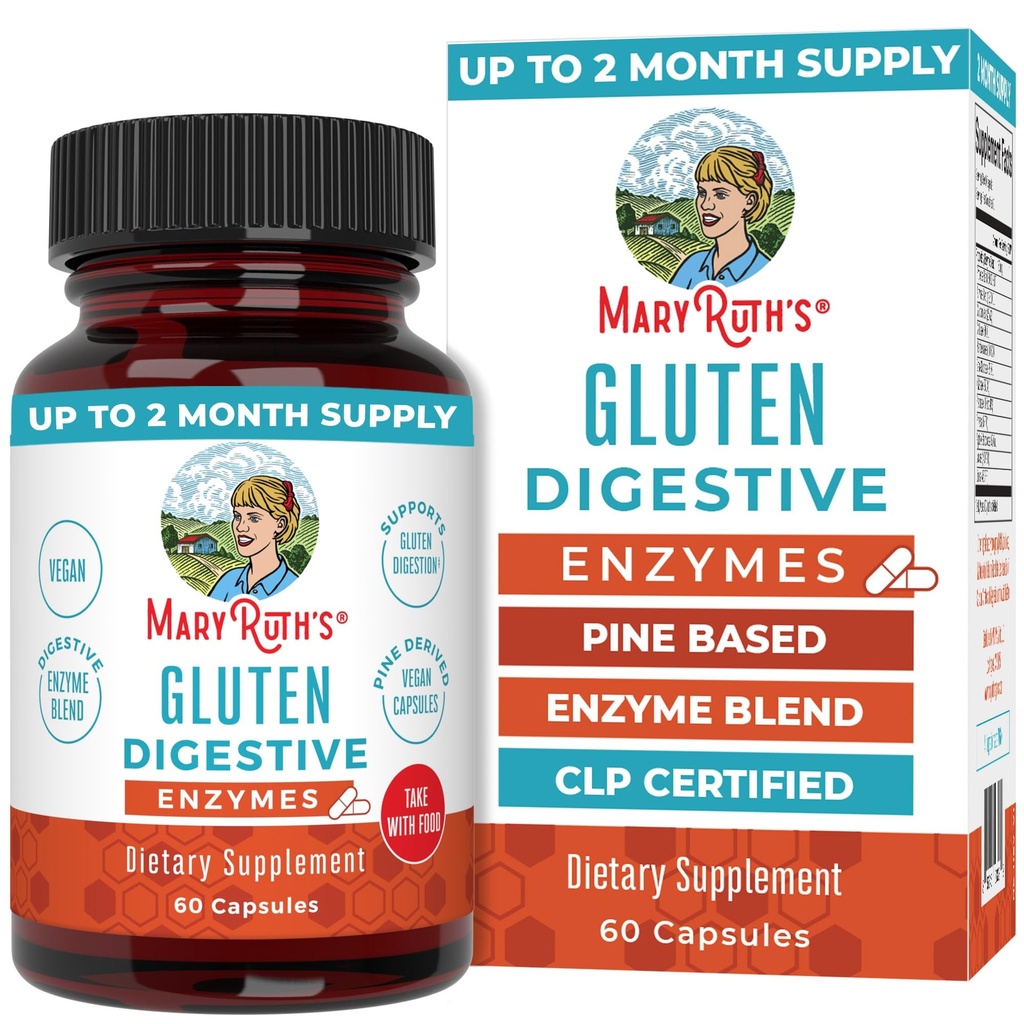 MaryRuth Organics Gluten Enzymes Capsules | Enzyme Supplement for Gut Health Support | Gluten Digestion | & Nutrient Abors | Vegan | Gluten Free | 60 Count