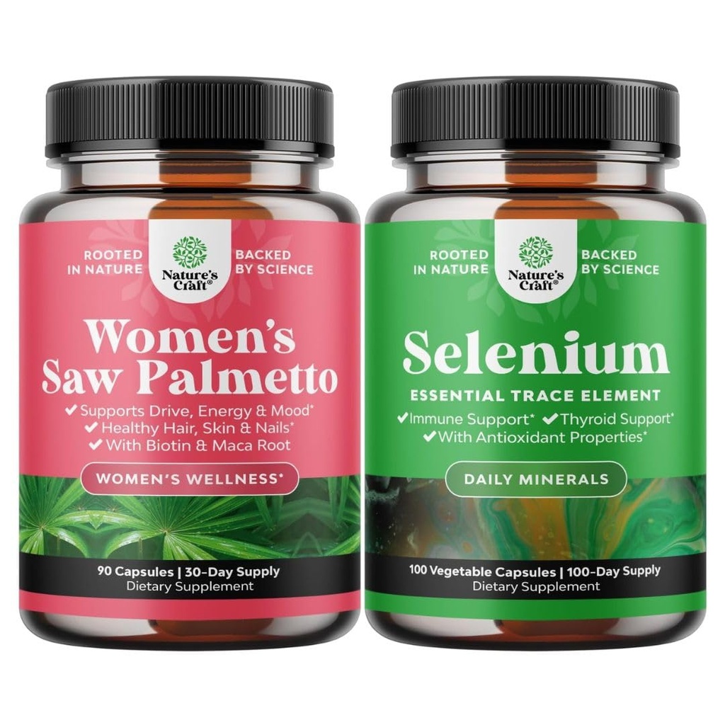 Kadınlar ve Pure Selenium için Ekstra Kuvvetli Saw Palmetto - Saç Kaybı için Saç Vitaminleri - Antioksi Supplement ve Natural Immune ATM