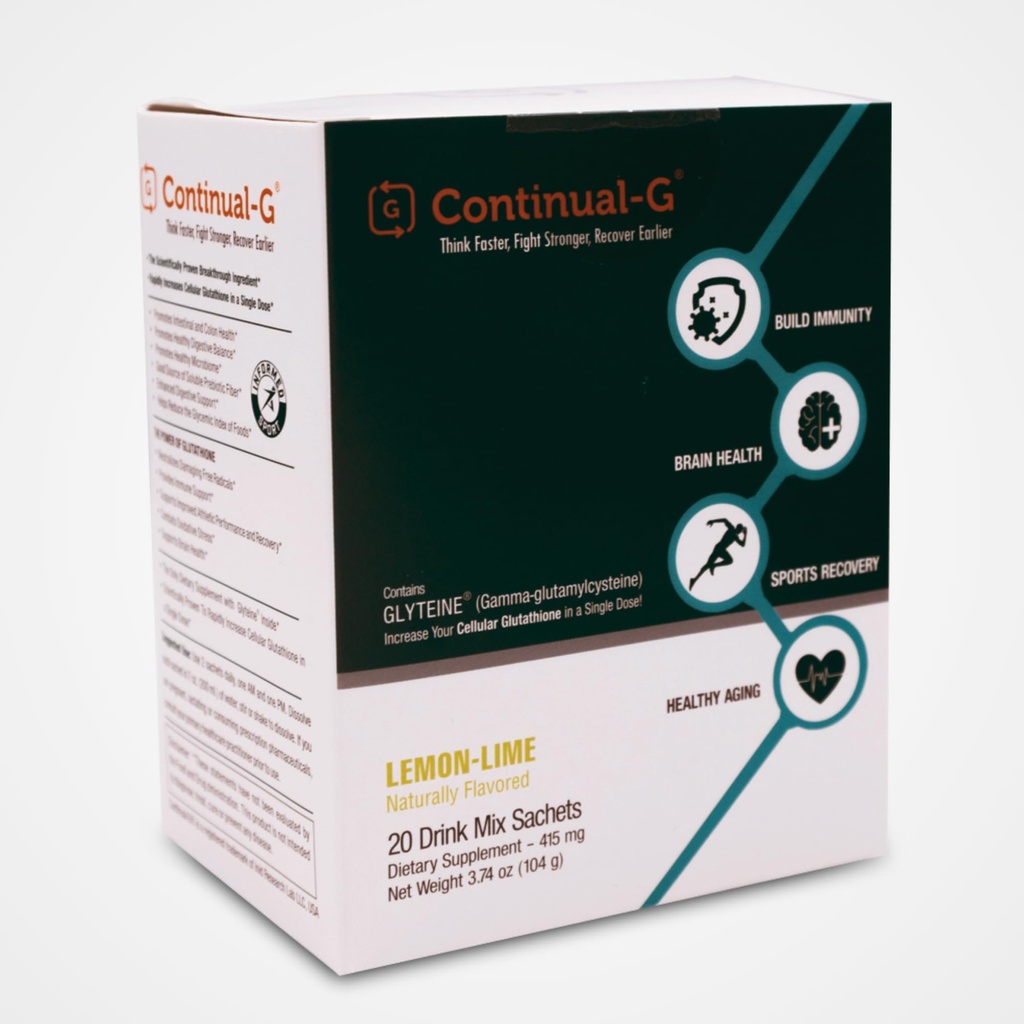 CONTINUAL - G Toz - Klinik olarak Proven Hücreler Glutathione Precursor | Glyteine & Sunfiber | Immune Support, Master Antioksi, Detox, Brain Health & Skin Care | 20 Sachets