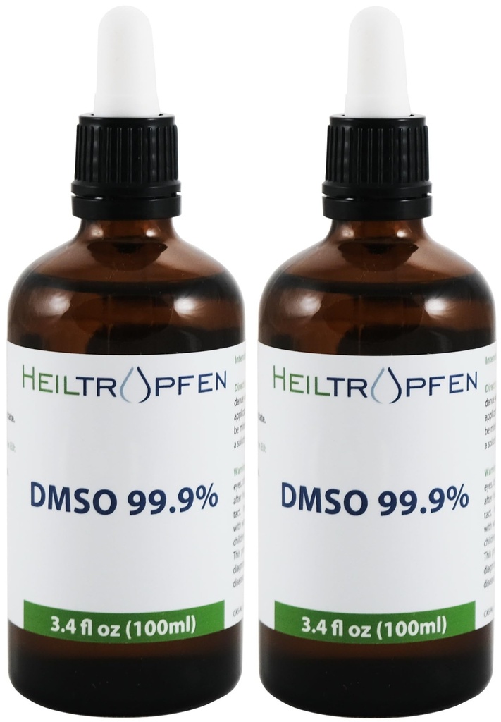 2X DMSO 99.9% Pharma derece malzemeler | Low koku - Dimetil Sulfoksit sıvı | 2X 3.4 Oz - 2X 100 ml | Yüksek saflık | İki seti | Heiltropfen®
