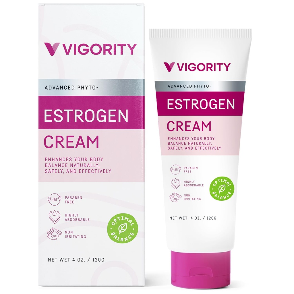 Estrogen Cream For Women, Natural Bioidentical, Hot Flashes Menopause Relief, Estrogen Cream With Wild Yam, Menstrual Cycle & Body Balance Support, Helps Reduce Hot Flashes, Paraben-Free, Vegan, 3-Month Supply(4 Oz)