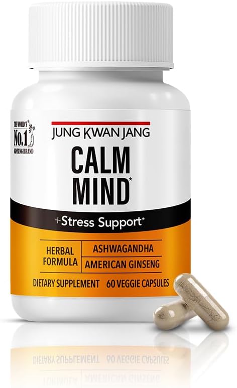 JUNG KWAN JANG Calm Formula ile Ashwagandha 300 mg, Amerikan Patent 428 mg ve L Theanine 204 mg Supplement - 60 Capsule for Men and Women