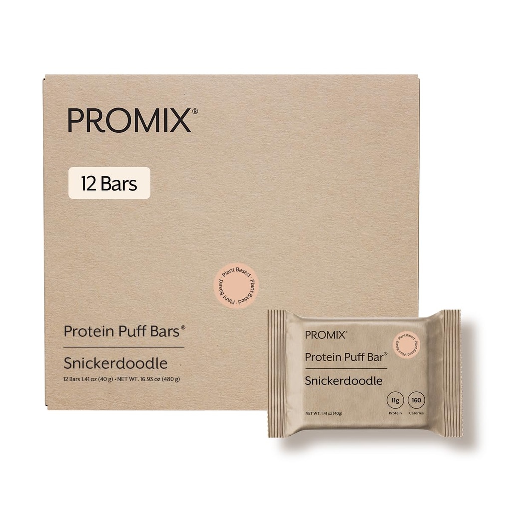Promix Beslenme Vegan Protein Puff Bars | Yüksek Protein, Low Calorie Marshmallow Crispy Treat | Kosher, Soy Free - Cinnamon French Tost