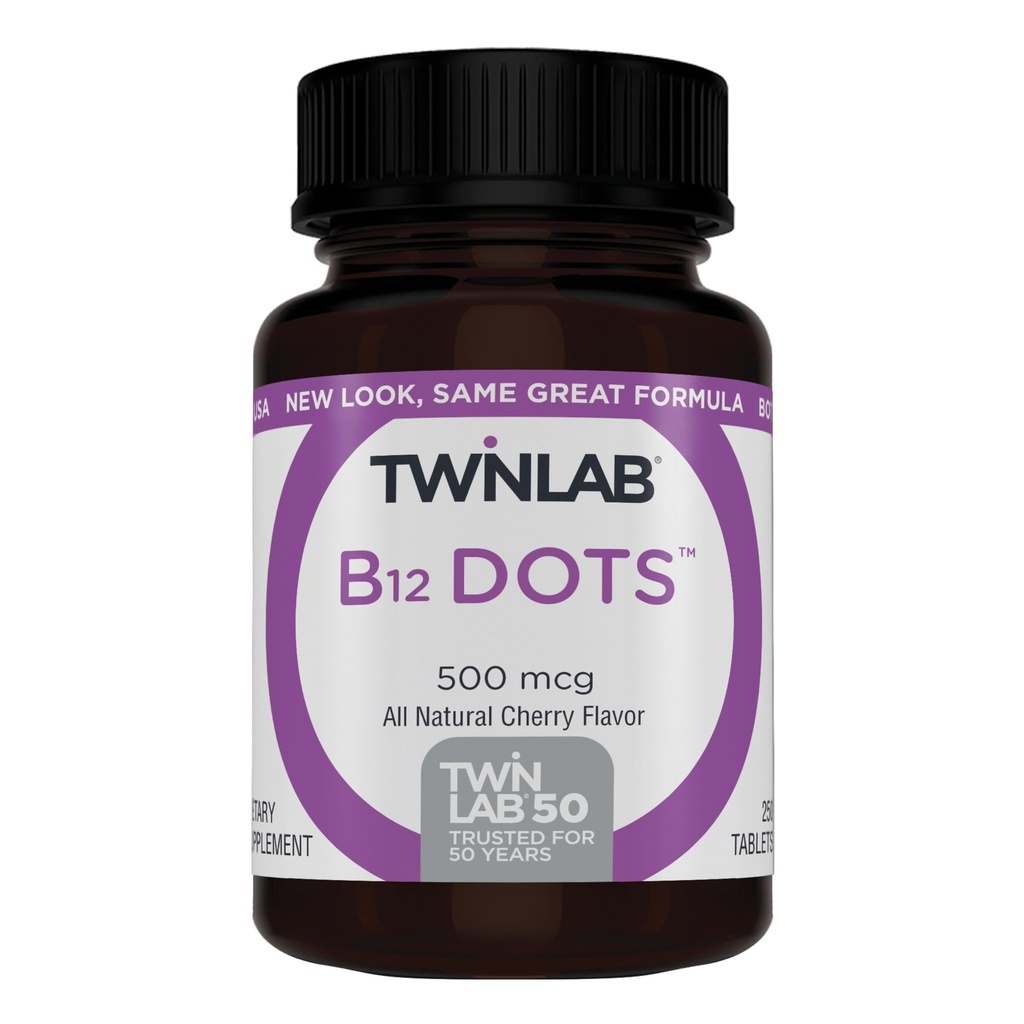 Twinlab B-12 Dots - Enerji Üretimi Desteği Vitamin B12-500 mcg, 250 Tablet