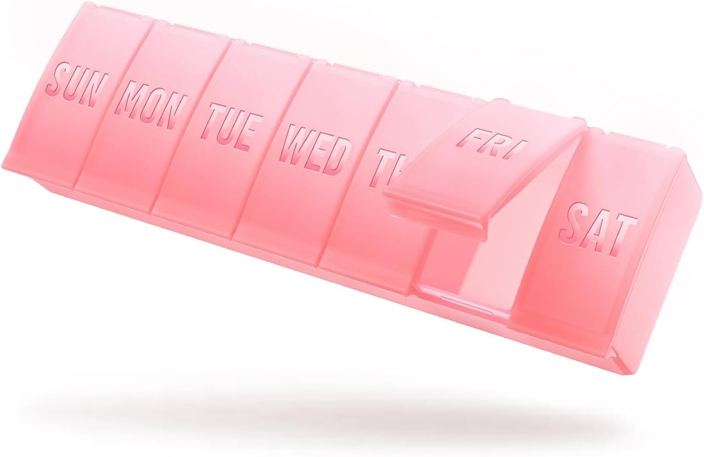 Barhon Büyük Haftalık Pill Organizer, Büyük Vitamin Organize Vaka 7 Gün boyunca, Travel Medicine Pill Box çeşitli Supplements ve Fish Oil tutmak için, Sakura Pembe