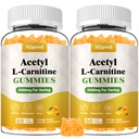 2 Pack Acetyl L-Carnitine Supplement, Enerjiyi artırmak için Doğal Beslenme Tamamı, Immunity, Vegan, Orange Flavor, 120 Kont