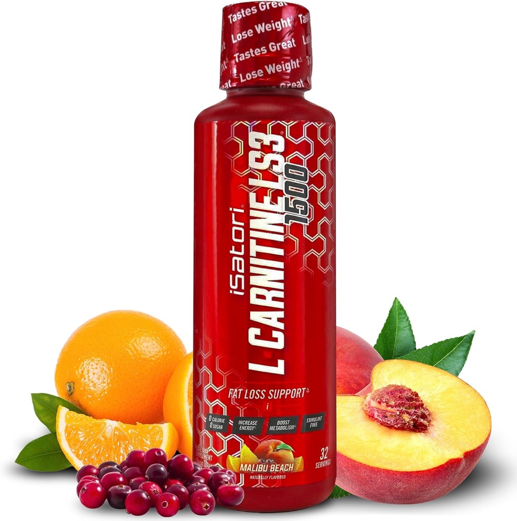 iSatori L-Carnitine LS3 1500, Triple-Blend Liquid L Carnitine Supplement, Acetyl & Tartrate, Stimulant Free Energy, Low Calories, Sugar or Gluten, Keto-Friendly, Malibu Beach Flavor (32 hizmet)