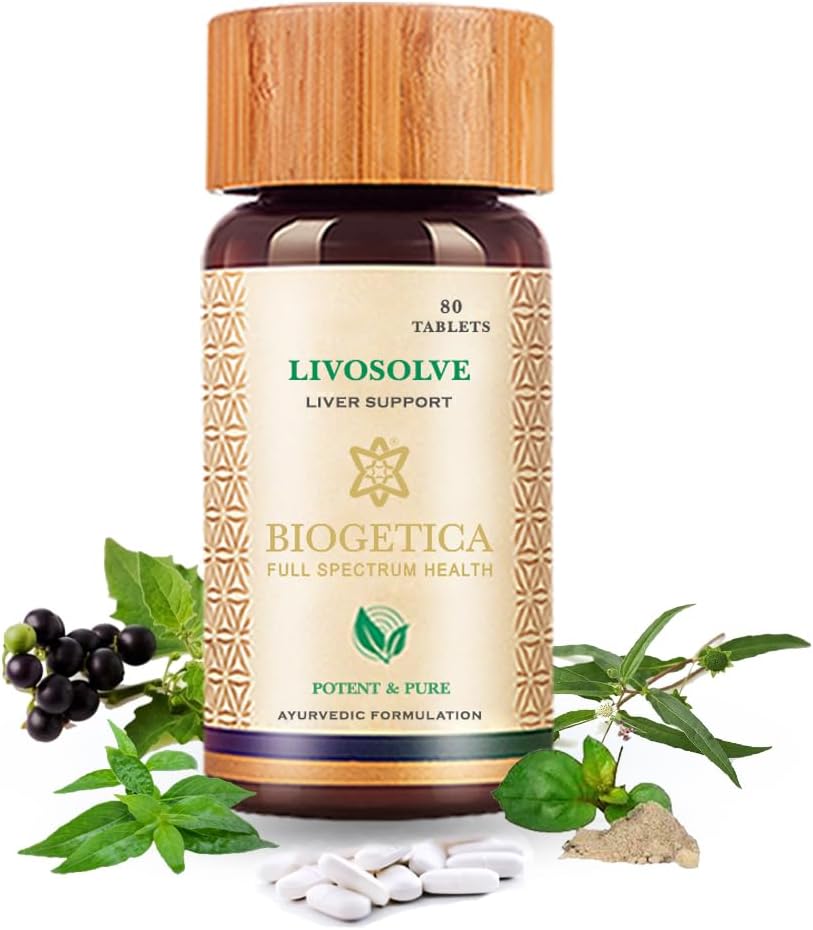 Biogetica Livosolve Herbal Supplement for Liver Care - Total Liver Support, Cleanse & Detox, Koruma Hücreleri ve Enzymes - 100 Vegan Non-GMO - 80 Tablet