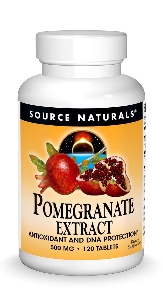Kaynak Naturals Pomegranate Ekstraksiyon 500 mg Tüm Meyve Ellagic Asit Antioksi ve Ek Fiber - 120 Tablet