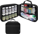 Large Padded Pill Bottle Organizer, Medicine Bag, Case, Carrier for Medications, Vitamins, and Medical Supplies - Travel Medicine Organizer and Home Storage Med Bag - Black (Without Lock)