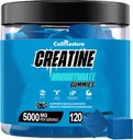 Erkekler ve Kadınlar için Kretine Monohidrat Gummies for Men & Women-5g of Tinatine Monohidrat per Service- Help Artgar Free,Vegan,Blueberry Flavor, 120 Kont