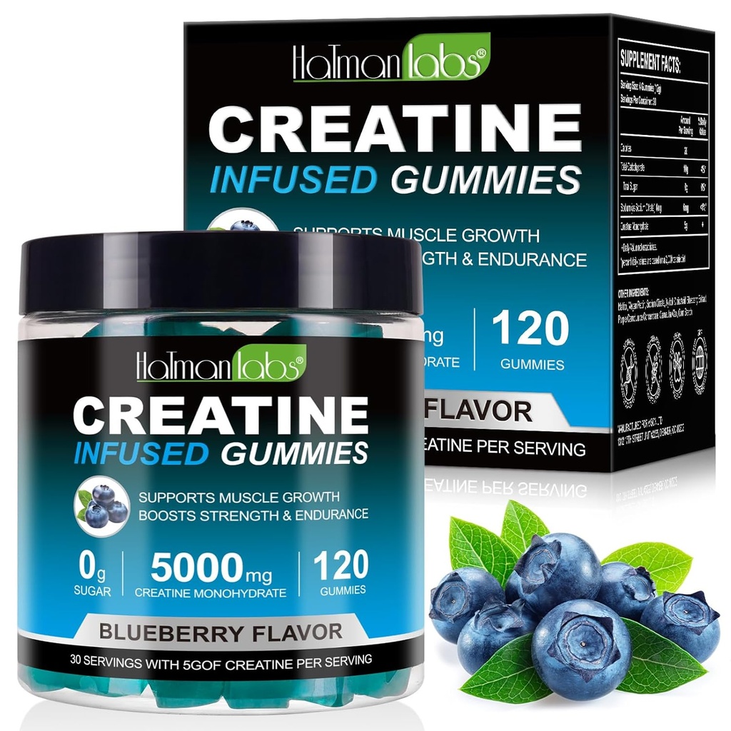 Erkekler ve Kadınlar için Kretine Gummies - 120 Kont, 5000 mg Kretine Monohidrat, Zero Sugar, Muscle growth & Strength Branson, Pre-Workout Energy Supplement