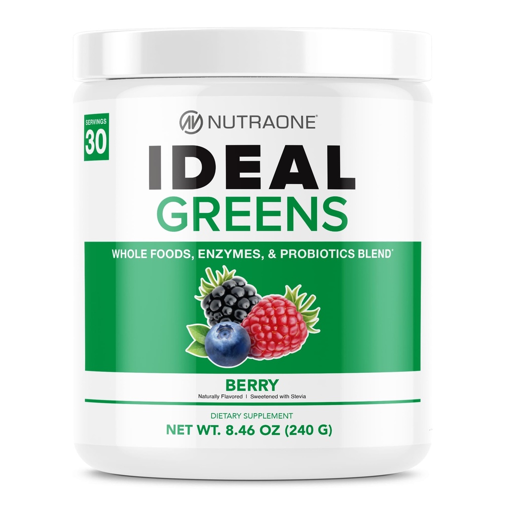 NutraOne Ideal Yeşiller Antioksi ve Nutrient-Rich Superfood Greens Toz Supplement Berry- 30 Hizmet