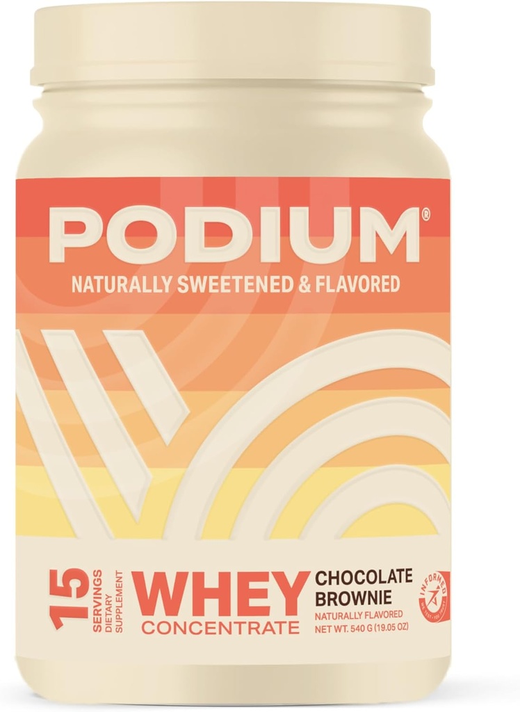 Podium Beslenme Whey Protein Toz, Chocolate Brownie, 22g Protein Per Digestive Enzymes, Whey Protein Isolate & Yoğun, Gluten Free, Low Carb, Low Sugar & Soy Free, 15 Hizmetler