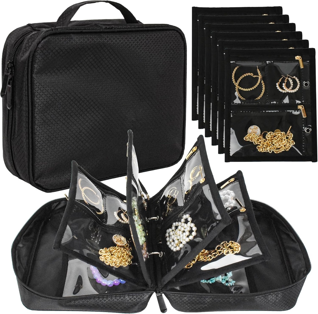 Travel Jewel Organizer Case,Jewelry Bag Jewel Storage Book Binder with Clear diamond Pouch for Traveling,Earrings, Halkalar, Giymek, Giymek, Giymek, Giymek