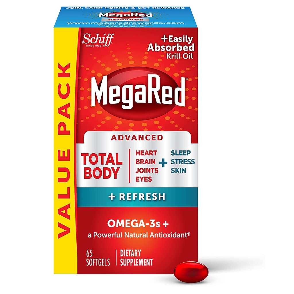 MegaRed Omega-3 Toplam Vücut + 500 mg Softgels, (65 Bir Şişede Kont), Ab Easysorbed Krill Oil, Kalbinizi, Ortaklarınızı, Beyin & Gözlerinizi Desteklemek için,