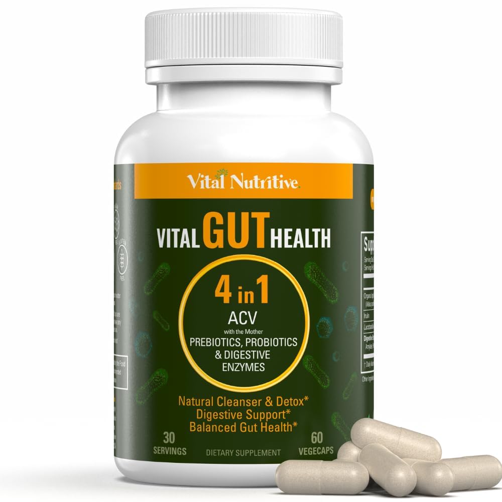 Vital Gut Health 4in1 Formula with Apple Cider Vinegar, Prebiyotiks & Probiyotiks, Digestive Enzymes for Strong Immunity Support and Complete Gut and Digestion Support