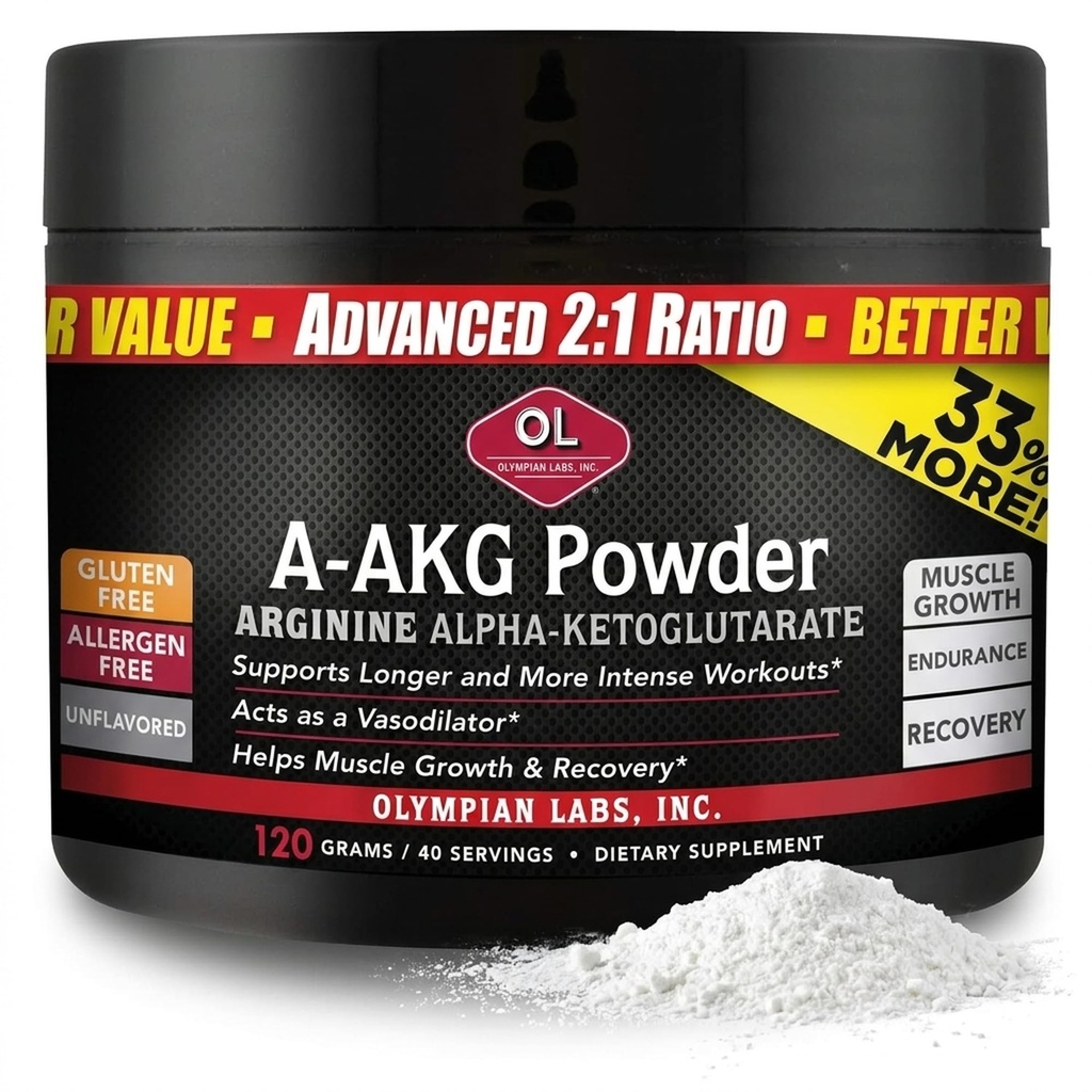 Olympian Laboratuvarları Erkeklerin Sağlığı, Enerji ve Spor Beslenme Performansı için PSN A-AKG Tozu, 40-3g Hizmetler, 120 Gram Jar Jar