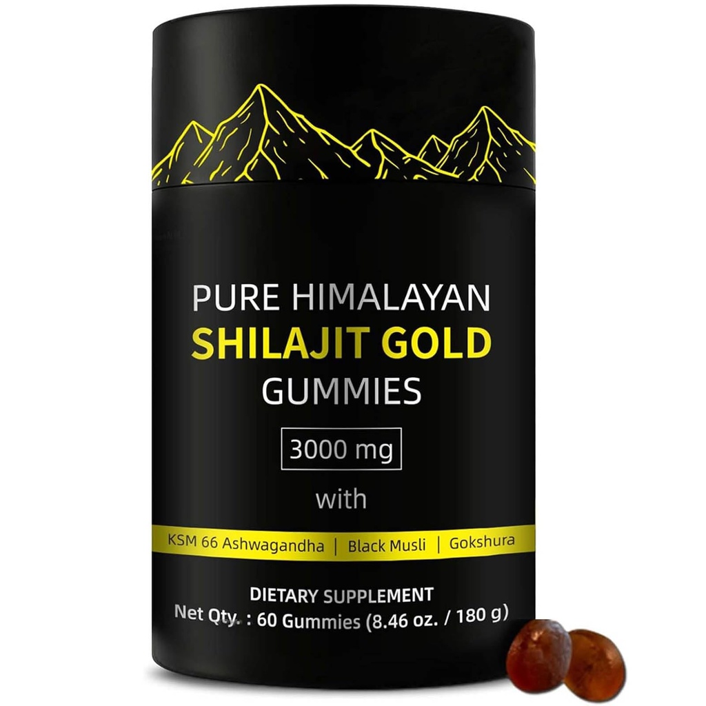 Shilajit Gummies | Erkekler için Alpha Gummies | Lab Test Edilmiş I No Eklenme Şeker | Ashwagandha, Gokshura | Fulvic Acid & 85+ Trace Minerals for Men, Women | Non-GMO | 60 Gummy