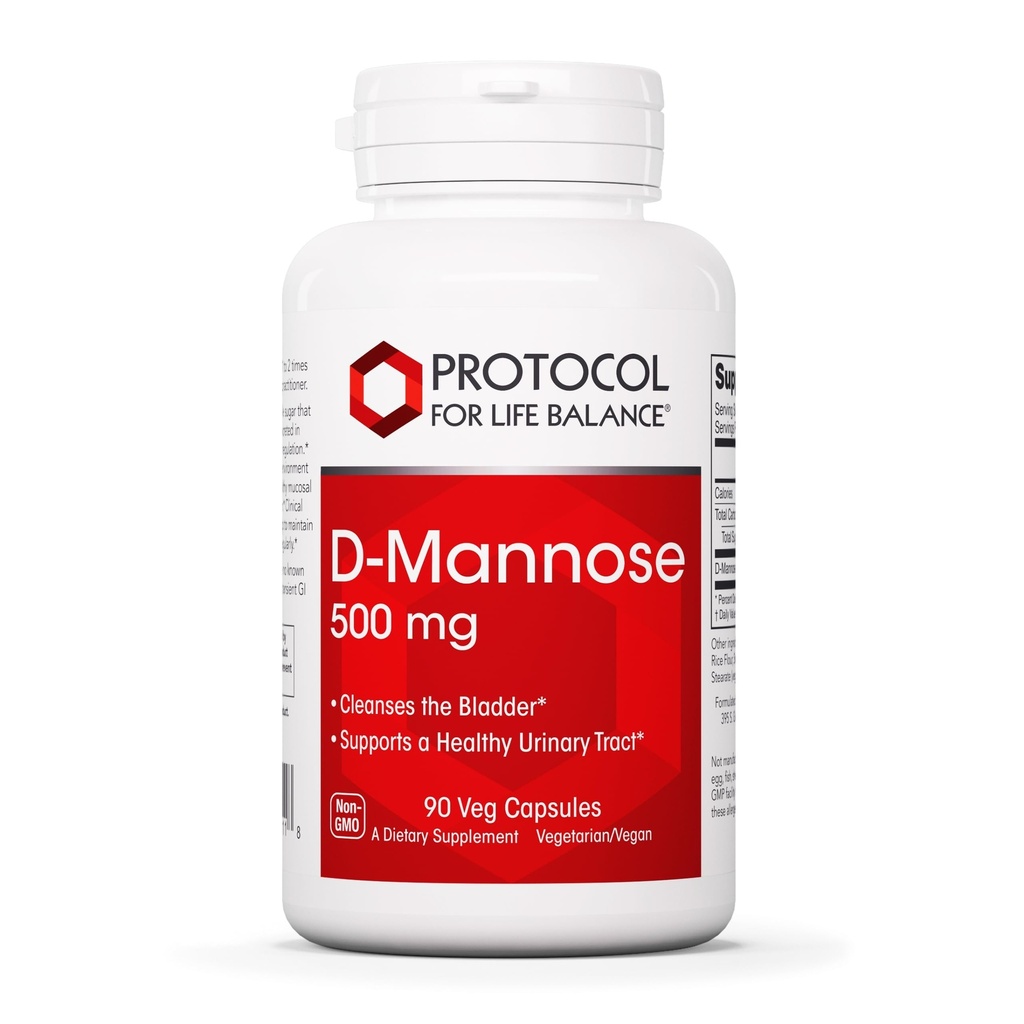 Protokol D-Mannose - 500 mg - Bladder Cleanse - Sağlıklı Urinary Tract* - Erkekler ve Kadınlar için - Kosher & Non-GMO - 90 Veg Capsules