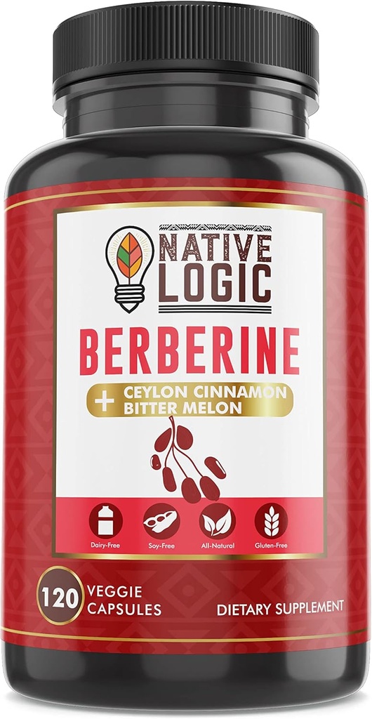 Berberine HCL 1200mg with Ceylon Cinnamon, Bitter Melon, and Green Tea Extract | Supports Cardiovascular and GI Health with Immune System Support – 120 Capsules