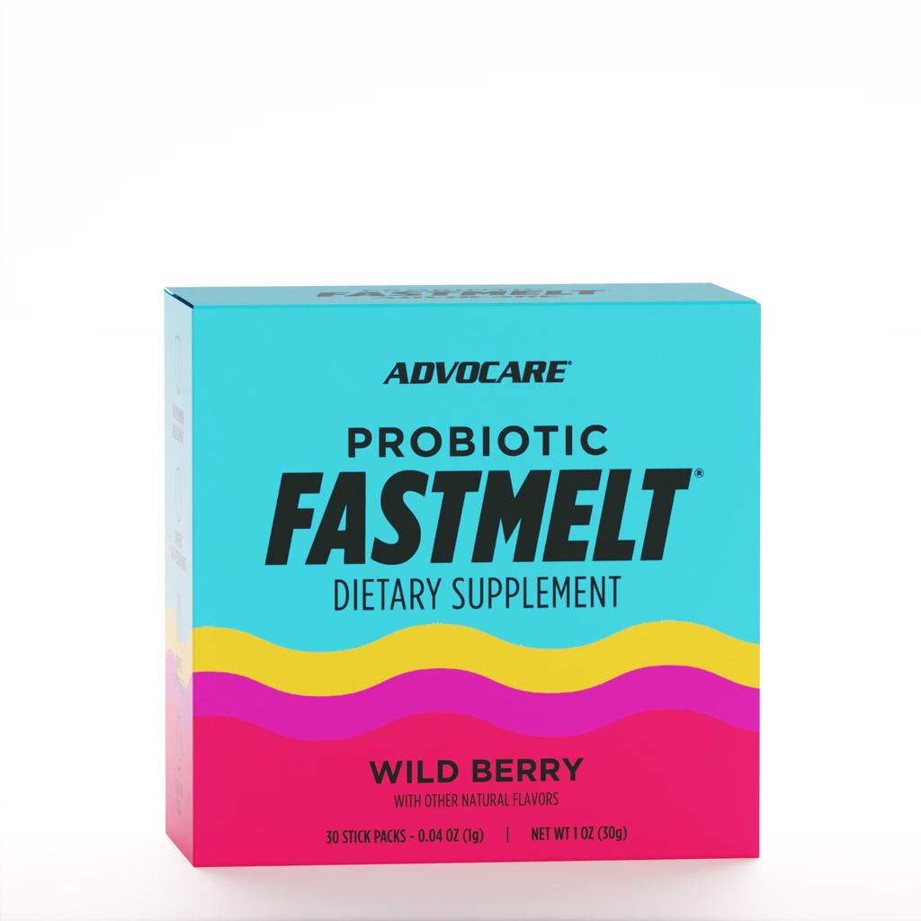 AdvoCare Probiyotik Fastmelt - Gut için Premium Diyet Supplement, Immune System & Heart Health Support* - Wild Berry, 30 Stick Packs