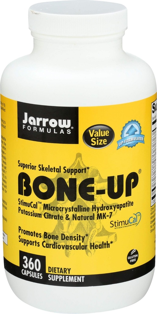 Jarrow Formulas BoneUp for Bone Density - Vitamin D3 and K2, Calcium Support, 360 Capsules, Provides Skeletal Nutrition, Up to 60 Days Supply