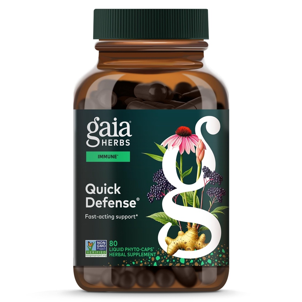 Gaia Herbs Hızlı Savunma - Hızlıca Immune Support Supplement* - Echinacea, Black Elderberry, Ginger & Andrographis - 80 Vegan Sıvı Phyto-Capsules (8-Day Supply)