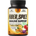 27in1 Fiber ve Spice Supplement - Organik Psyllium, Whole Apple, Elderberry & More - Destek Mood, Body & Immunity - 1 Ay için 90 Capsules