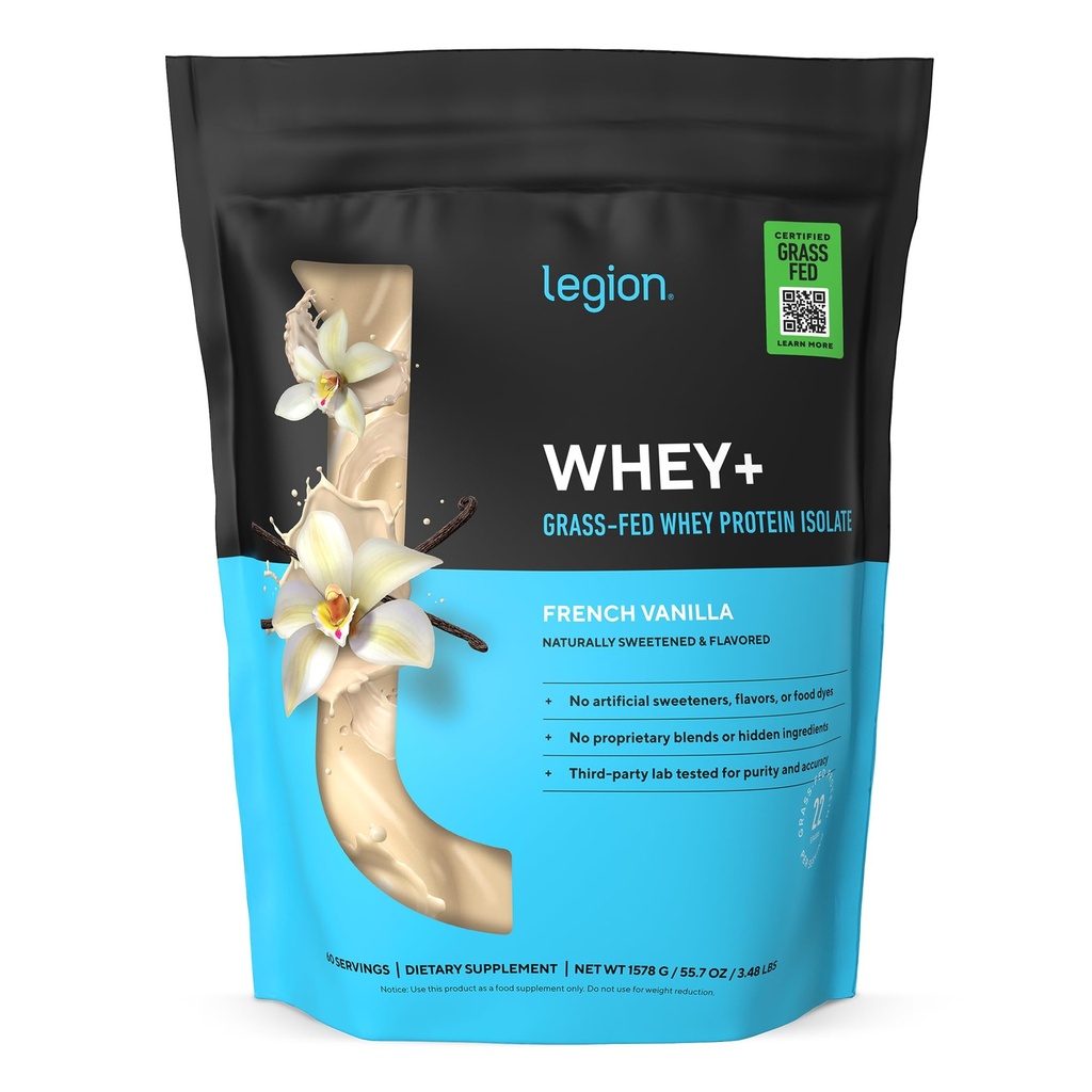 LEGION Whey+ Protein Whey Isolate from Grass Fed İneks - Whey Protein Isolate Toz Low Calorie, Non-GMO, Sugar Free, Lactose and Gluten Free, All Natural Protein Toz for Men & Women (60 Hizmet)