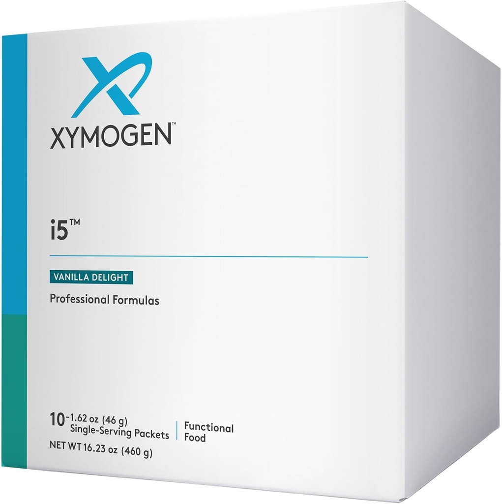 XYMOGEN i5 - Gut Health, Detox + Cytokine Balance Support Toz - 21g protein, Immunoglobulin, Arapinogalactan, Broccoli Tohum - Vanilla Drink Mix (10 Packets)