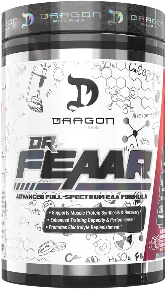 DRAGON PHARMA Dr. FEAAR® Advanced Full-Spectrum EAA Matrix, Supports Muscle Protein Synthesis and Recovery, Geliştirilmiş Kapasite Eğitimi ve Performansı (30 Hizmetler, Cherry Pomegranate)
