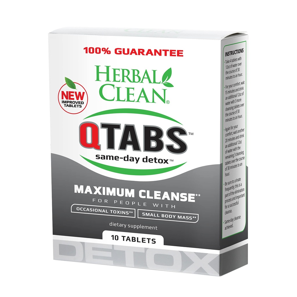 Herbal Clean - QTabs Same-Day Detox, Portre ve Discreet, 10 Tablet