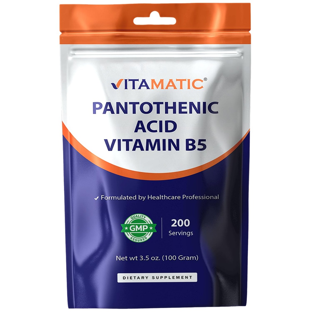 Hizmet başına Vitamatic Pantothenic Acid Pure Toz 500 mg - 100 Grams - Ayrıca Çağrılı Vitamin B5-200 Hizmetler