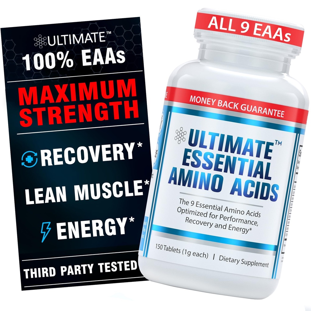 Ultimate Essential replicas Supplement for Machinery, Fasting & Workouts, All 9 EAAs, 3000 mg,% 40 Leucine, 4:1 BCAA Oran, Binder-Free with Organic Kaplama, Vegan, Chem, Non-GMO, 150 Tablet