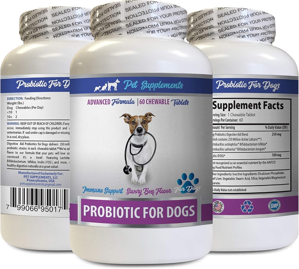 Köpekler için en büyük savunma - Köpekler için PROBIOTICS - Sağlıklı Gut - Gaz Diarrhea ve Bad Breath - Digestive Boost - Dog probiyotikler Organik - 1 Şişe (60 Antlaşmalar)