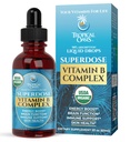 Superdose Organik Vitamin B Kompleksi Sıvı Merdivenler |% 125,000 DV Vitamin B12, B6, Biotin, Niacin, Folate | Energy, Brain Health, Immune Support | USDA Organic, Vegan, Non-GMO | 60 Serv, 2 Mo. Supply