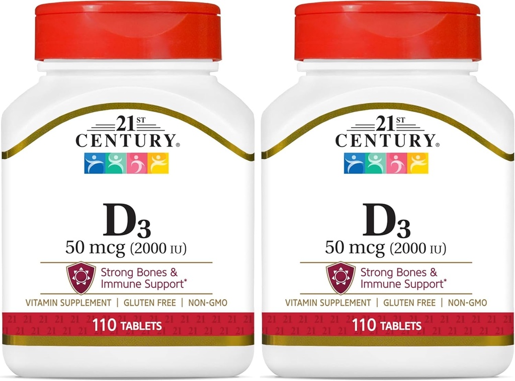21st Century D3 2000 IU Tabletleri, 110 Kont (Pack of 2)