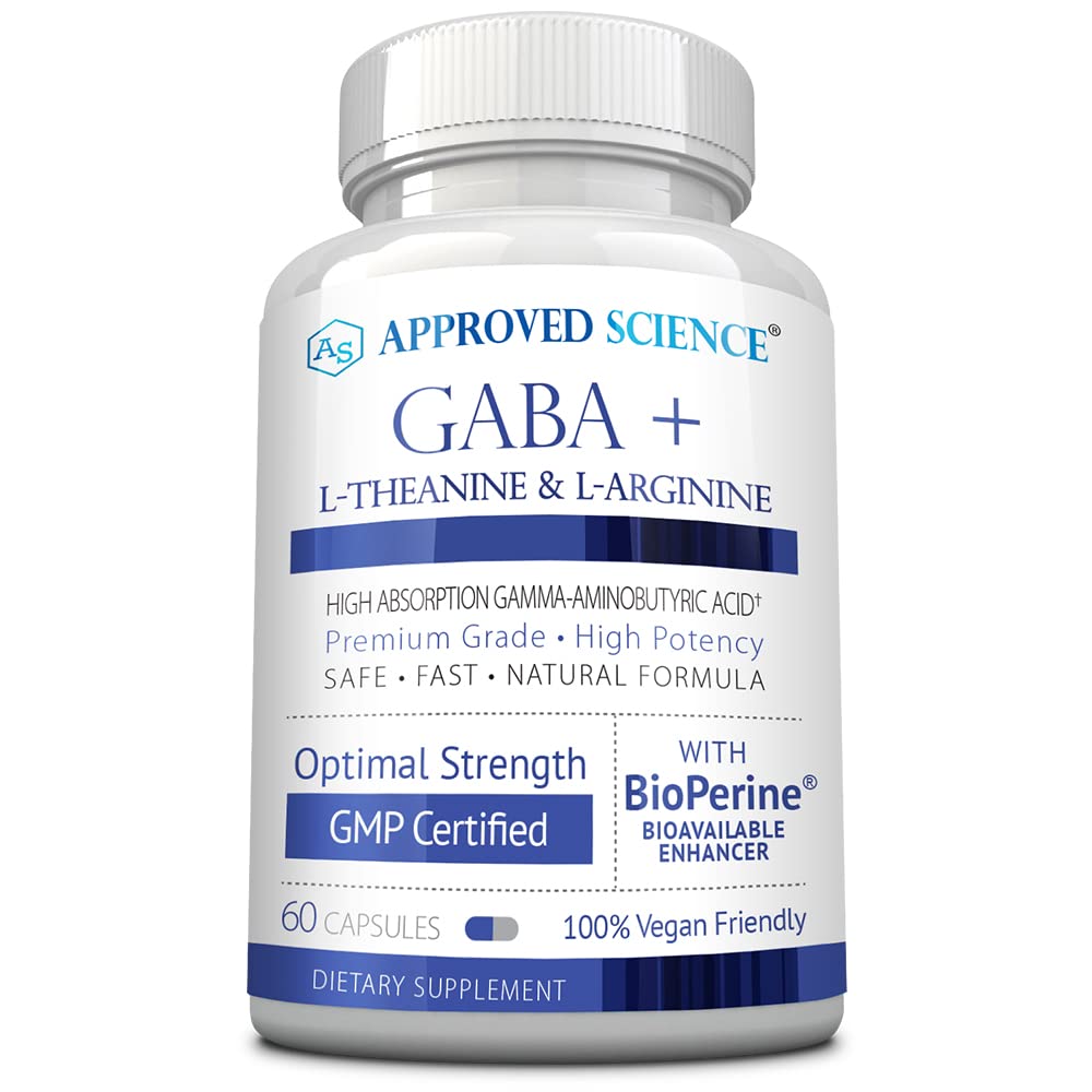 Onaylanmış Bilim GABA+ - Calm, Uykuyu Geliştirmek, Boost Mood - GABA, L-Theanine, L-Arginine, Vitamin B6, BioPerine - High Abors - 60 Capsules - Vegan