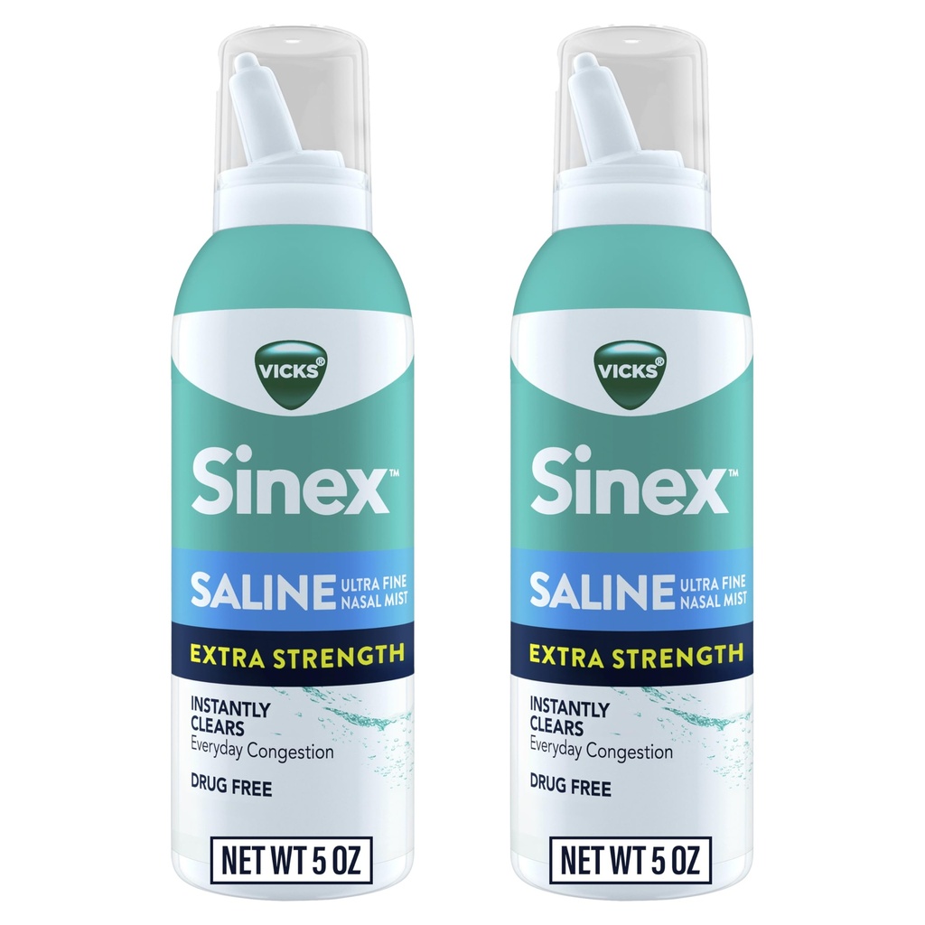 VICKS Sinex Ekstra Kuvvet Nasal Kombine, 3X Yoğun * Uyuşturucu Ücretsiz Ultra Güzel Mist, Instantly Clears Mucus, Ultra Mechanicd to Clear Congestion Fast, Safe For Daily Use, 5 OZ x 2