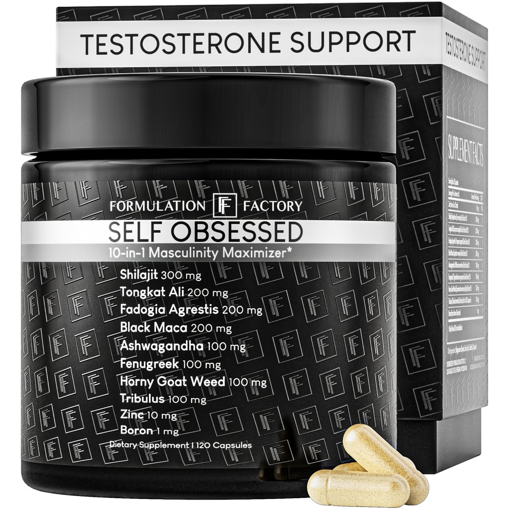Formulation Factory Self Obsessed 10 in 1 Masculinity Maximizer Supplement, Shilajit for Men, Tongkat Ali, Ashwaganda, Fenugreek Kas Büyümesi, Enerji, Drive, Güçlü, Kurtarma 2 Ay ( 1)