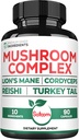 Satoomi 10in1 Lions Mane Supplement Kompleksi - Cordyceps Sinensis, Reishi Mushroom, Türkiye Tail Mushroom & Diğerleri - 3 Ay için 90 Kont