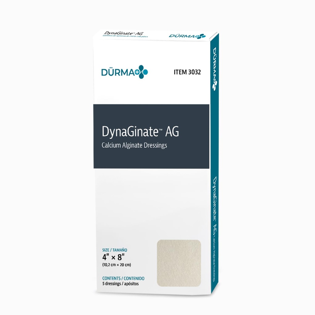 Dynarex DynaGinate AG Silveruba Alginate Dressings - 4"x8", Steve Alginate Yara Gümüş Ions, 1 Case of 50 DynaGinate AG Dressings - 4"x8