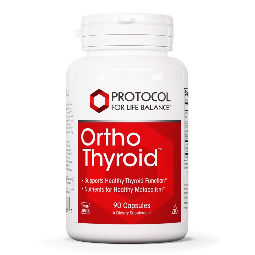 Protokol Ortho Thyroid - Sağlıklı Tiroid Fonksiyonlu* - Ashwagandha, çinko & Selenium - Non-GMO & Kosher - 90 Veg Capsules