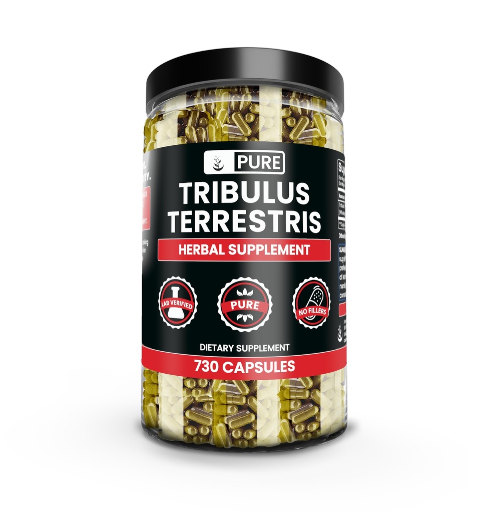 Pure Original Materialss Tribulus Terrestris, No Magnezyum Or Rice Fillers, Always Pure, Lab (730 Capsules)