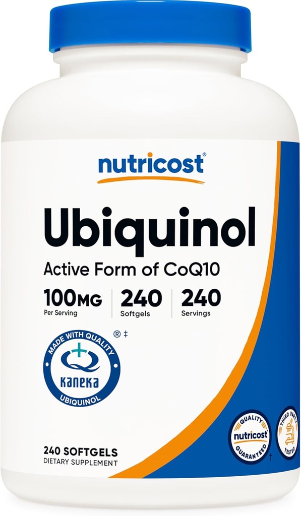 Nutricost Ubiquinol Softgels (100mg, 240 Softgels) - Üstün Aborpsiyon Antioksi | Active Form of CoQ10 - Gluten Free, Non-GMOMO