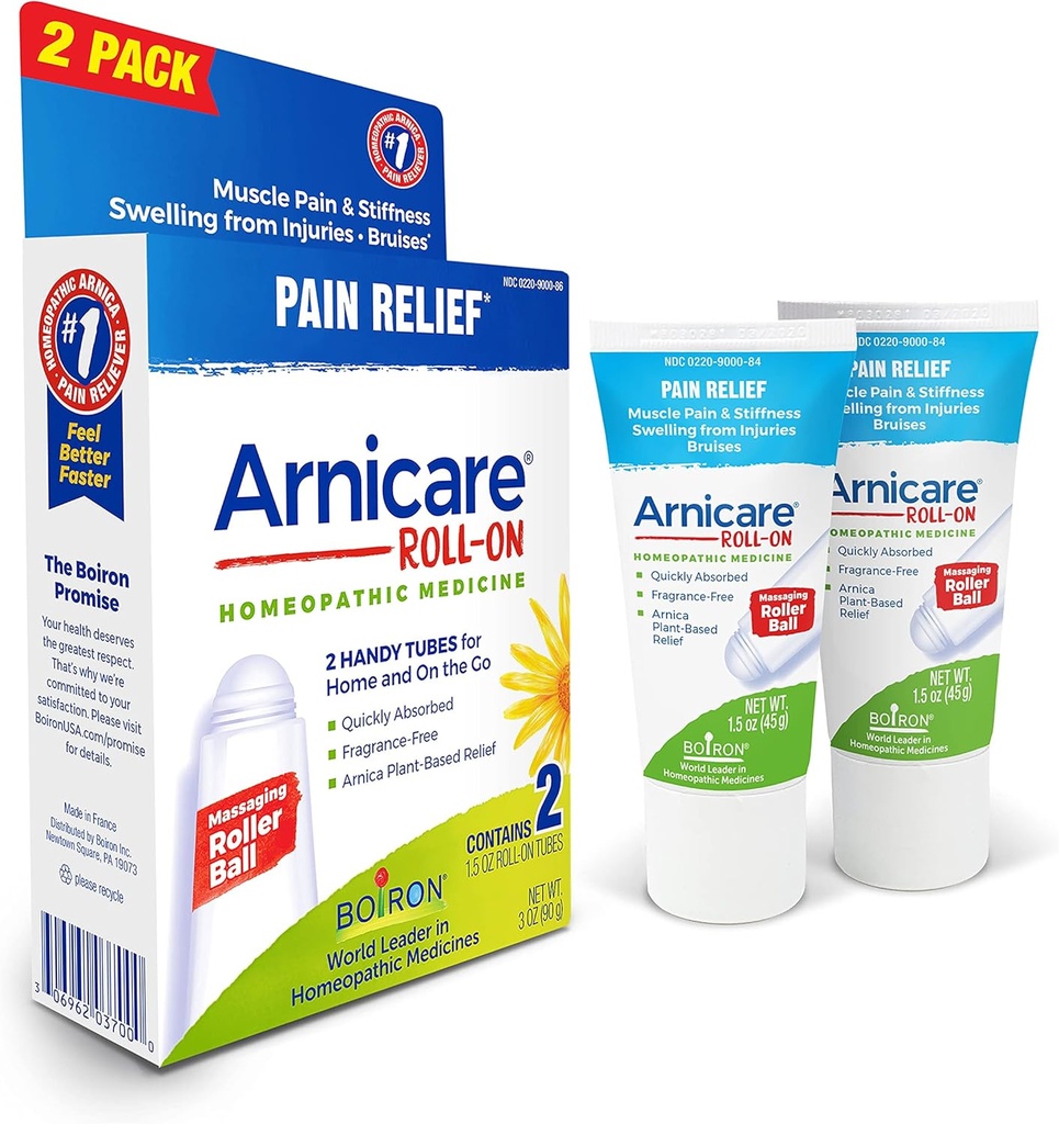Boiron Arnicare Roll-On for Relief of Common Pain, Muscle Pain, Muscle Soreness ve Bruises veya Injury - Non-grosis and Fragrance-Free - 2 Count (Pack of 1)