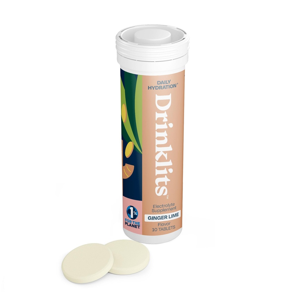 Hydration için İçmekler Ginger Lime Electrolyte Tabletleri | Great Taste - 0g Sugar - Essential Electrolytes - Daily Use | Single Tube (10 Tabletler/Servings)